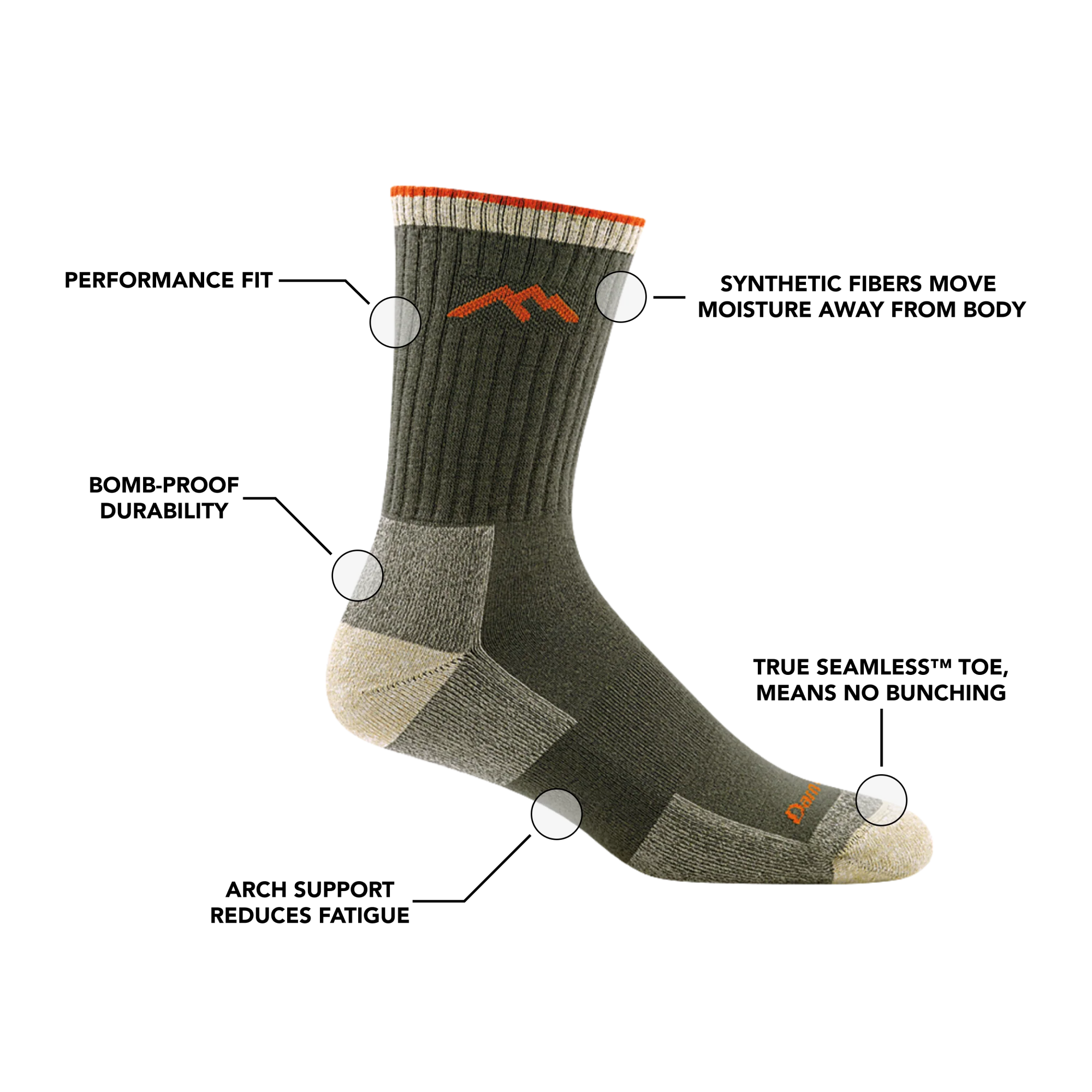 Men's Coolmax® Hiker Micro Crew Midweight Hiking Socks - Image 7