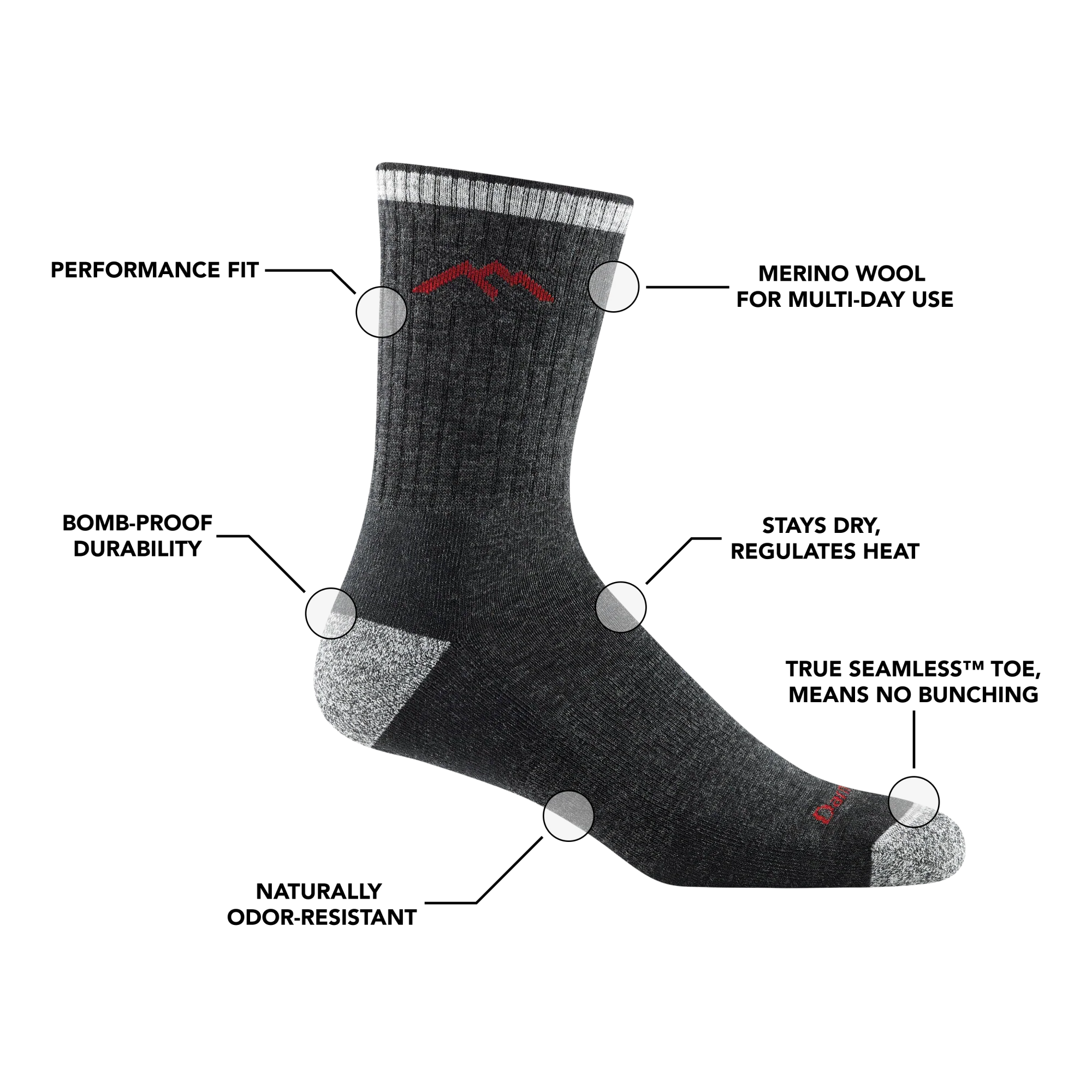 Men's Hiker Micro Crew Midweight Hiking Socks - Image 7