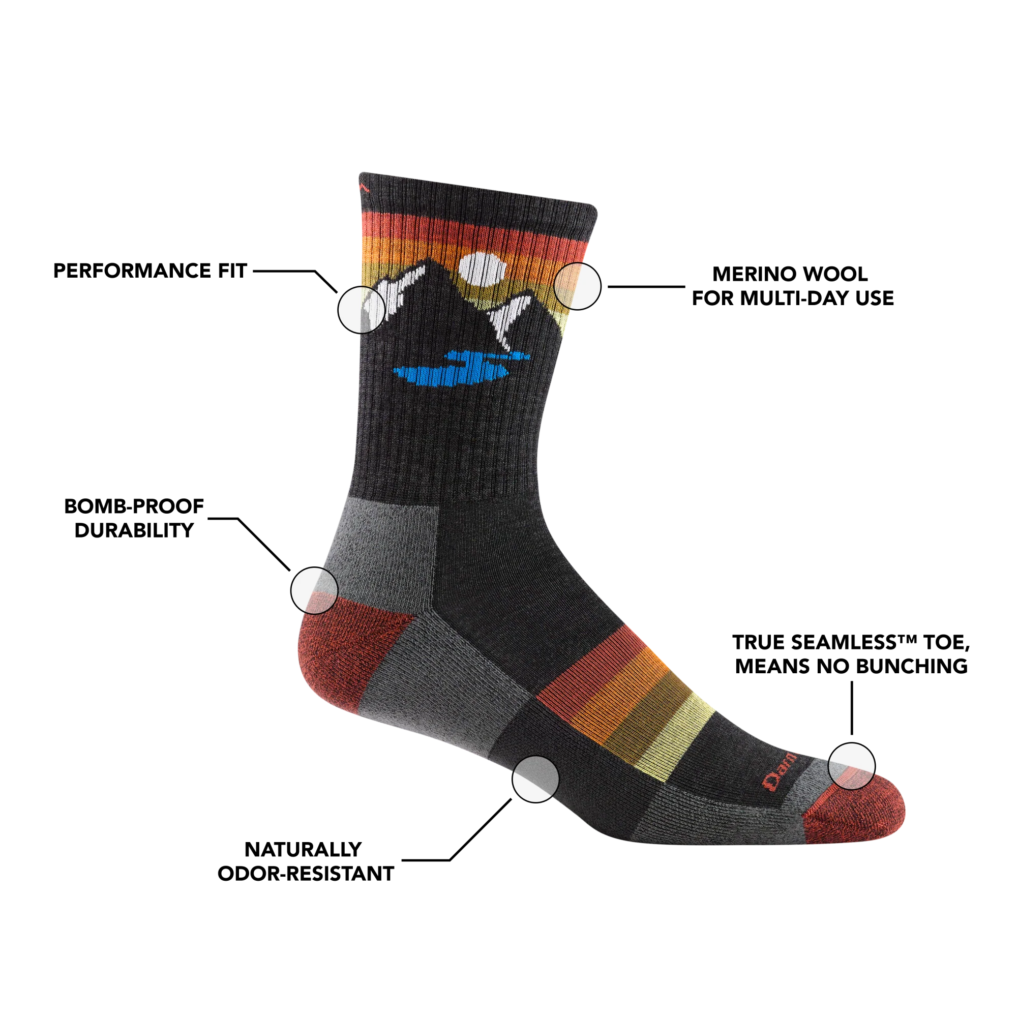Men's Sunset Ridge Micro Crew Lightweight Hiking Socks - Image 9